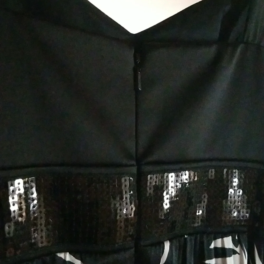 🖤Black🖤 & White Pleated Long Dress - Picture 5 of 14